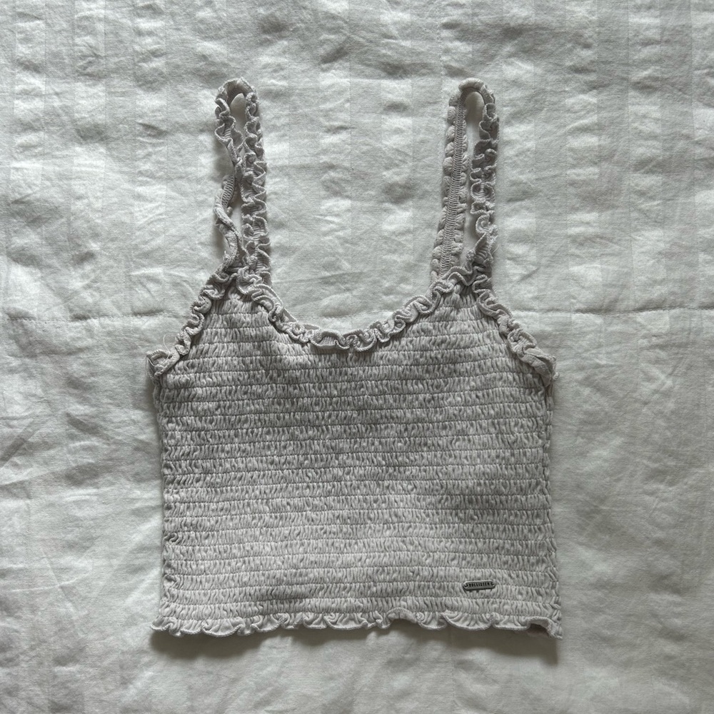 Hollister white smocked crop tank top size XS